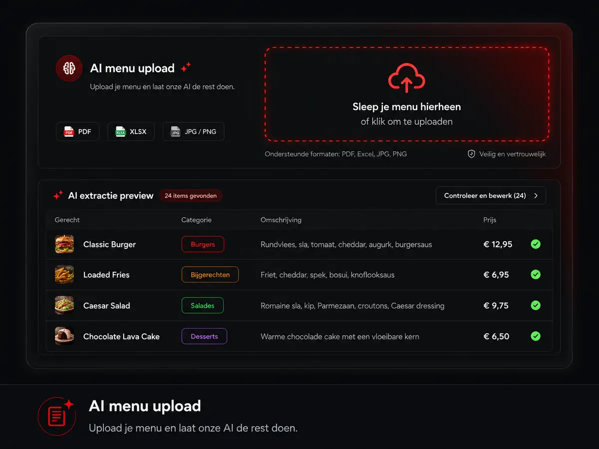 AI menu upload functie in eet010